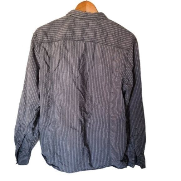 I.N.C. Mens Long Sleeve Gray‎ Stripe Shirt XL Snap - Picture 8 of 14